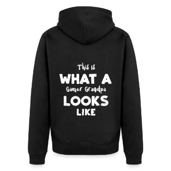 This Is What A Gamer Grandpa Loo... - Unisex Premium Organic Zip Hoodie - black - Back - Nico (187cm)