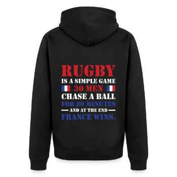 Le rugby est un jeu simple France Rugby - Veste à capuche bio Premium Unisexe - noir - Dos - Nico (187cm)