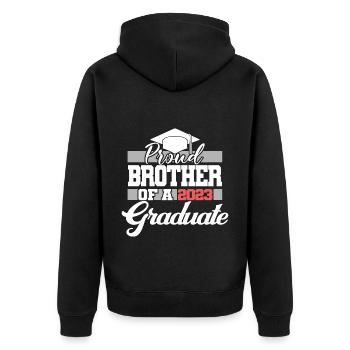 Stolzer Bruder eines Abschlussgeschenks 2023 - Unisex Premium Bio Zip Hoodie - Schwarz - Hinten - Nico (187cm)