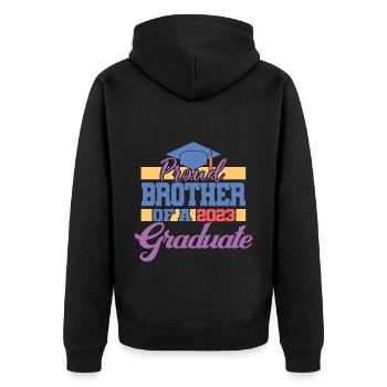 Fier frère d’un cadeau de fin d’études supérieures en 2023 - Veste à capuche bio Premium Unisexe - noir - Dos - Nico (187cm)