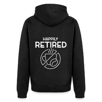 Glücklich im Ruhestand Trinker Alkoholiker Veteran - Unisex Premium Bio Zip Hoodie - Schwarz - Hinten - Nico (187cm)