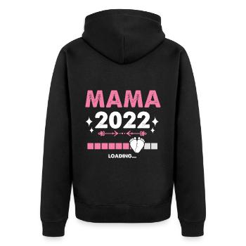 Mama 2022 Laden Mutter Muttertag Werdende Mama Loa - Unisex Premium Bio Zip Hoodie - Schwarz - Hinten - Nico (187cm)