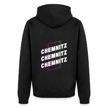 Chemnitz Germany City Font Skyline Home - Unisex Premium Organic Zip Hoodie - black - Back - Nico (187cm)