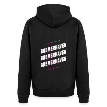 Bremerhaven Allemagne City Font Skyline - Veste à capuche bio Premium Unisexe - noir - Dos - Nico (187cm)