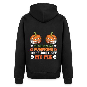 Halloween Skeleton Pumpkin - Unisex Premium Organic Zip Hoodie - black - Back - Nico (187cm)