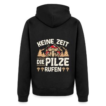 Lustiges Pilze - Unisex Premium Bio Zip Hoodie - Schwarz - Hinten - Nico (187cm)