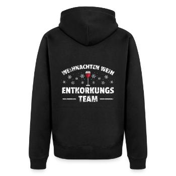 Weihnachten Weinnachten Wein Entkorkungs Geschenk - Unisex Premium Bio Zip Hoodie - Schwarz - Hinten - Nico (187cm)