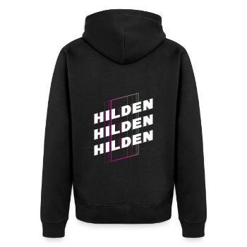 Hilden Germany City Font Skyline Home - Unisex Premium Organic Zip Hoodie - black - Back - Nico (187cm)
