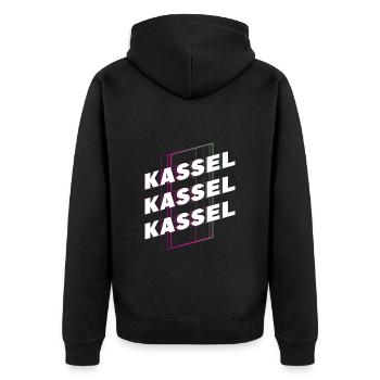 Kassel Germany City Font Skyline Home - Unisex Premium Organic Zip Hoodie - black - Back - Nico (187cm)
