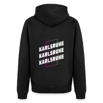 Karlsruhe Allemagne City Font Skyline Accueil - Veste à capuche bio Premium Unisexe - noir - Dos - Nico (187cm)