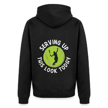 Tennisplatz Spruch Für Tennis - Unisex Premium Bio Zip Hoodie - Schwarz - Hinten - Nico (187cm)