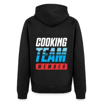Cooking Team - Unisex Premium Organic Zip Hoodie - black - Back - Nico (187cm)
