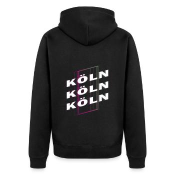 Cologne Allemagne City Font Skyline Accueil - Veste à capuche bio Premium Unisexe - noir - Dos - Nico (187cm)