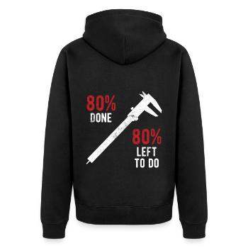 Maschinen-Bediener Maschinenführer Machinist - Unisex Premium Bio Zip Hoodie - Schwarz - Hinten - Nico (187cm)