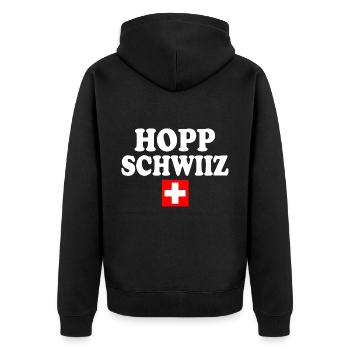 Hopp schwiiz - Veste à capuche bio Premium Unisexe - noir - Dos - Nico (187cm)