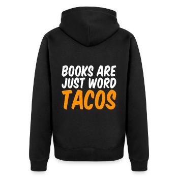 Les livres ne sont que des tacos Word - Veste à capuche bio Premium Unisexe - noir - Dos - Nico (187cm)