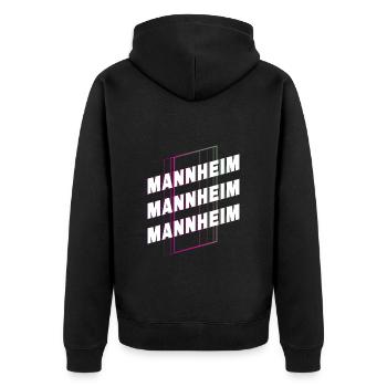 Mannheim Germany City Font Skyline Home - Unisex Premium Organic Zip Hoodie - black - Back - Nico (187cm)