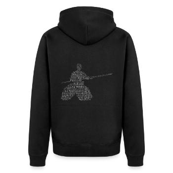 Aikidoka Herren Martial Arts Damen Aikido Kampfspo - Unisex Premium Bio Zip Hoodie - Schwarz - Hinten - Nico (187cm)