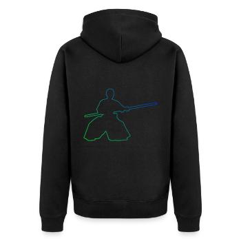 Arts Martiaux Hommes Aïkido Arts Martiaux Femmes - Veste à capuche bio Premium Unisexe - noir - Dos - Nico (187cm)