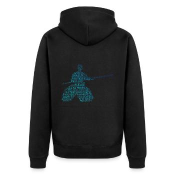 Damen Aikido Aikidoka Kampfsport Martial Arts - Unisex Premium Bio Zip Hoodie - Schwarz - Hinten - Nico (187cm)