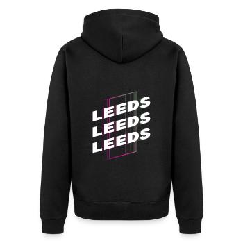 Leeds Angleterre Royaume-Uni City Font Skyline Accueil - Veste à capuche bio Premium Unisexe - noir - Dos - Nico (187cm)