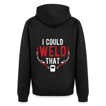 Schweißen Für Schweißer - Unisex Premium Bio Zip Hoodie - Schwarz - Hinten - Nico (187cm)
