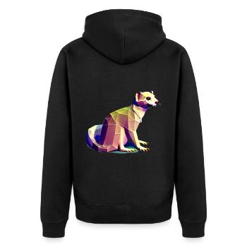 Polygon Frettchen - Unisex Premium Bio Zip Hoodie - Schwarz - Hinten - Nico (187cm)