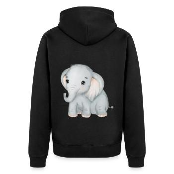 Elefanten Familie Mama Baby T-Shirt - Unisex Premium Bio Zip Hoodie - Schwarz - Hinten - Nico (187cm)