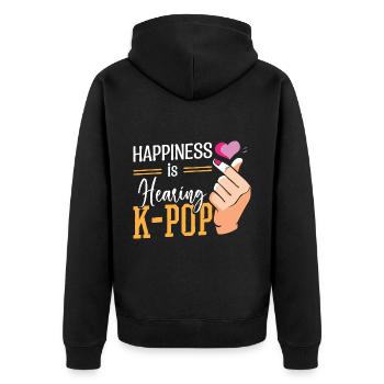 Le bonheur, c’est d’entendre la K-pop - Veste à capuche bio Premium Unisexe - noir - Dos - Nico (187cm)