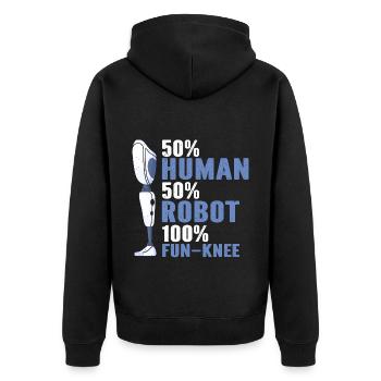 Artificial limb design for leg prosthesis - Unisex Premium Organic Zip Hoodie - black - Back - Nico (187cm)