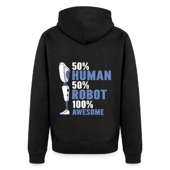 Artificial limb design for leg prosthesis - Unisex Premium Organic Zip Hoodie - black - Back - Nico (187cm)