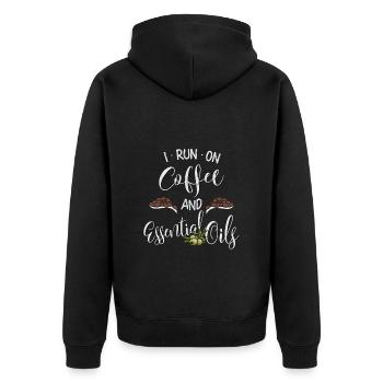 I Run On Coffee & Essential Oils Olive Oil Coffee - Unisex Premium Organic Zip Hoodie - black - Back - Nico (187cm)