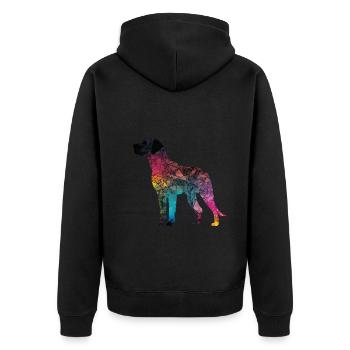 Bunte Hunde - Hunde Gruppe - Unisex Premium Bio Zip Hoodie - Schwarz - Hinten - Nico (187cm)