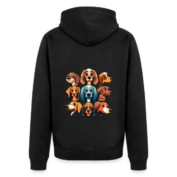 Bunte Hunde - Hunde Gruppe - Unisex Premium Bio Zip Hoodie - Schwarz - Hinten - Nico (187cm)