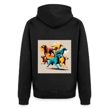 Hunde Gruppe - Bunte Hunde - Unisex Premium Bio Zip Hoodie - Schwarz - Hinten - Nico (187cm)