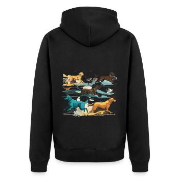 Bunte Hunde - Hunde Gruppe - Unisex Premium Bio Zip Hoodie - Schwarz - Hinten - Nico (187cm)
