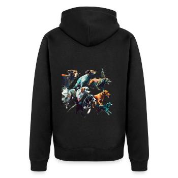 Hunde Gruppe - Bunte Hunde - Unisex Premium Bio Zip Hoodie - Schwarz - Hinten - Nico (187cm)