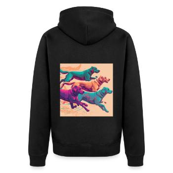 Bunte Hunde - Hunde Gruppe - Unisex Premium Bio Zip Hoodie - Schwarz - Hinten - Nico (187cm)