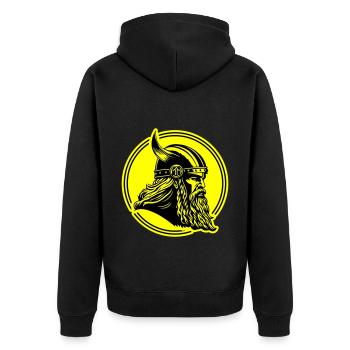 Viking Head Warrior Viking - Unisex Premium Organic Zip Hoodie - black - Back - Nico (187cm)