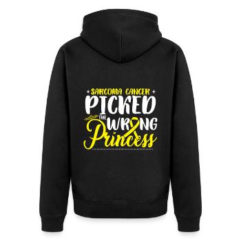 Sarcoma Cancer Picked The Wrong Princess - Unisex Premium Organic Zip Hoodie - black - Back - Nico (187cm)
