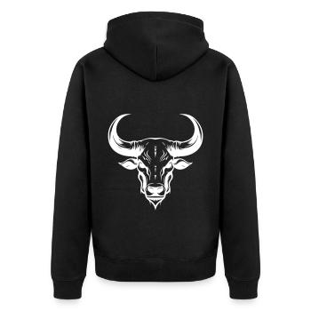 Bull Animal Head Skeleton Bull - Unisex Premium Organic Zip Hoodie - black - Back - Nico (187cm)