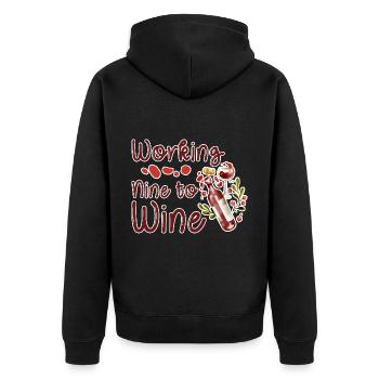 Working Nine To Wine 2 - Unisex Premium Organic Zip Hoodie - black - Back - Nico (187cm)