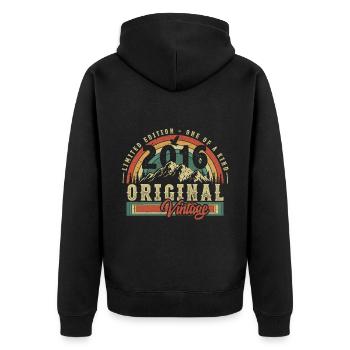 2016 Birthday born in 2016 Retro Vintage - Unisex Premium Organic Zip Hoodie - black - Back - Nico (187cm)