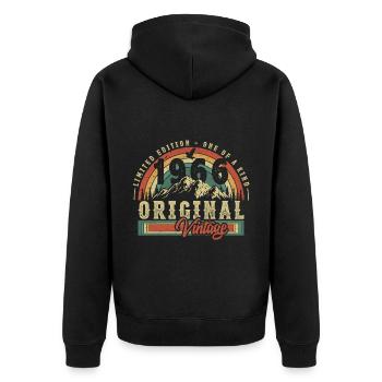 Hergestellt 1966, Geboren 1966 Geburtstag - Unisex Premium Bio Zip Hoodie - Schwarz - Hinten - Nico (187cm)