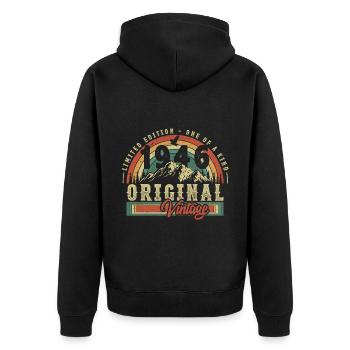 1946 Birthday Born in 1946 Retro Vintage - Unisex Premium Organic Zip Hoodie - black - Back - Nico (187cm)