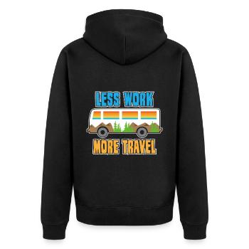 Urlaub Reisen Flugzeug Sonne Meer Strand - Unisex Premium Bio Zip Hoodie - Schwarz - Hinten - Nico (187cm)