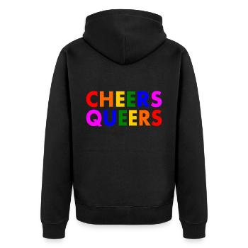 Cheers queers - Unisex Premium Organic Zip Hoodie - black - Back - Nico (187cm)