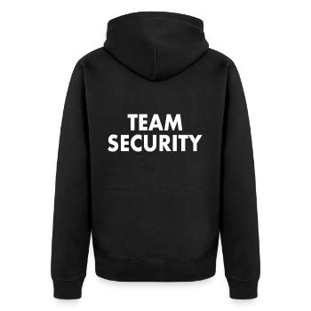 Team security - Unisex Premium Organic Zip Hoodie - black - Back - Nico (187cm)