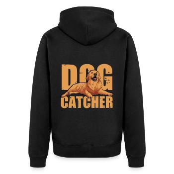 Dog Catcher Hund - Unisex Premium Bio Zip Hoodie - Schwarz - Hinten - Nico (187cm)