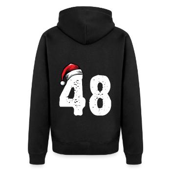 48 Zahl Weihnachten - Unisex Premium Bio Zip Hoodie - Schwarz - Hinten - Nico (187cm)